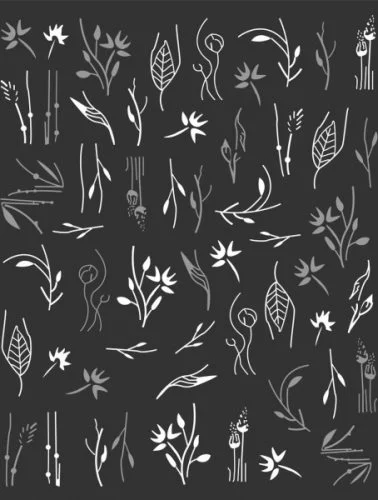 Nagelsticker - Aufkleber selbstklebend - Nail Sticker - Weiss Silber Herbst Blätter Ast Blumen